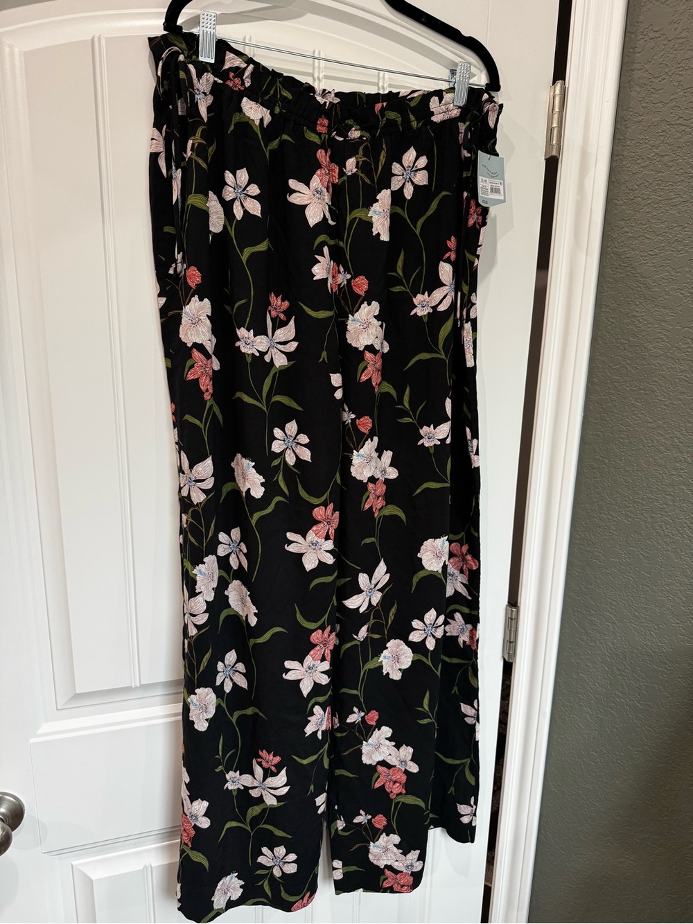 Shade & Shore Floral Swim Cover Up Pants XL Black Tropical Beach Resort